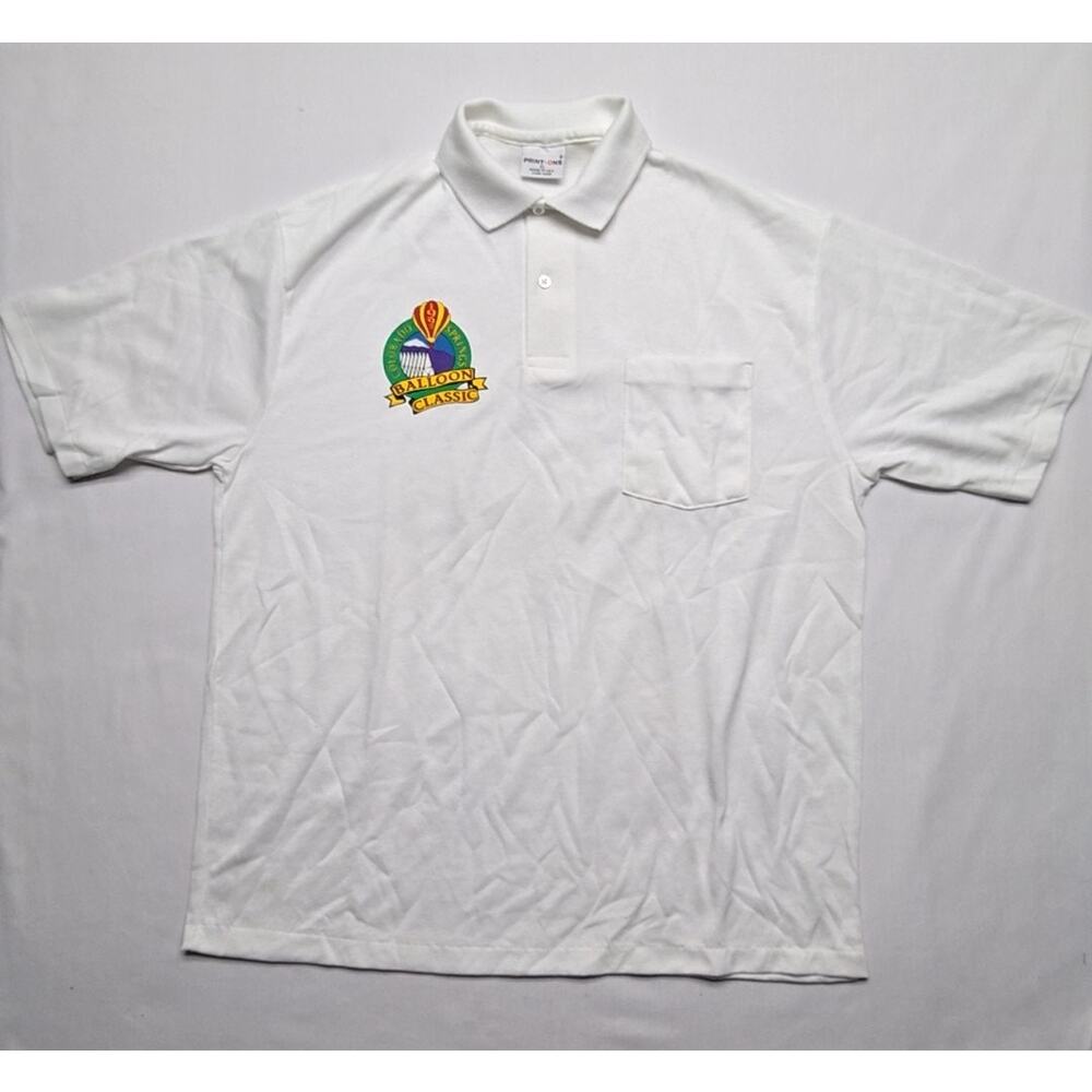 Vintage Balloon Classic Polo Colorado Springs Mens White XL Shirt 90s VTG